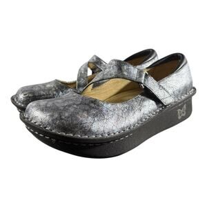 Alegria JIL-752 Metallic SILVER Leather Mary Jane Shoe Size EU 38 / US 6.5